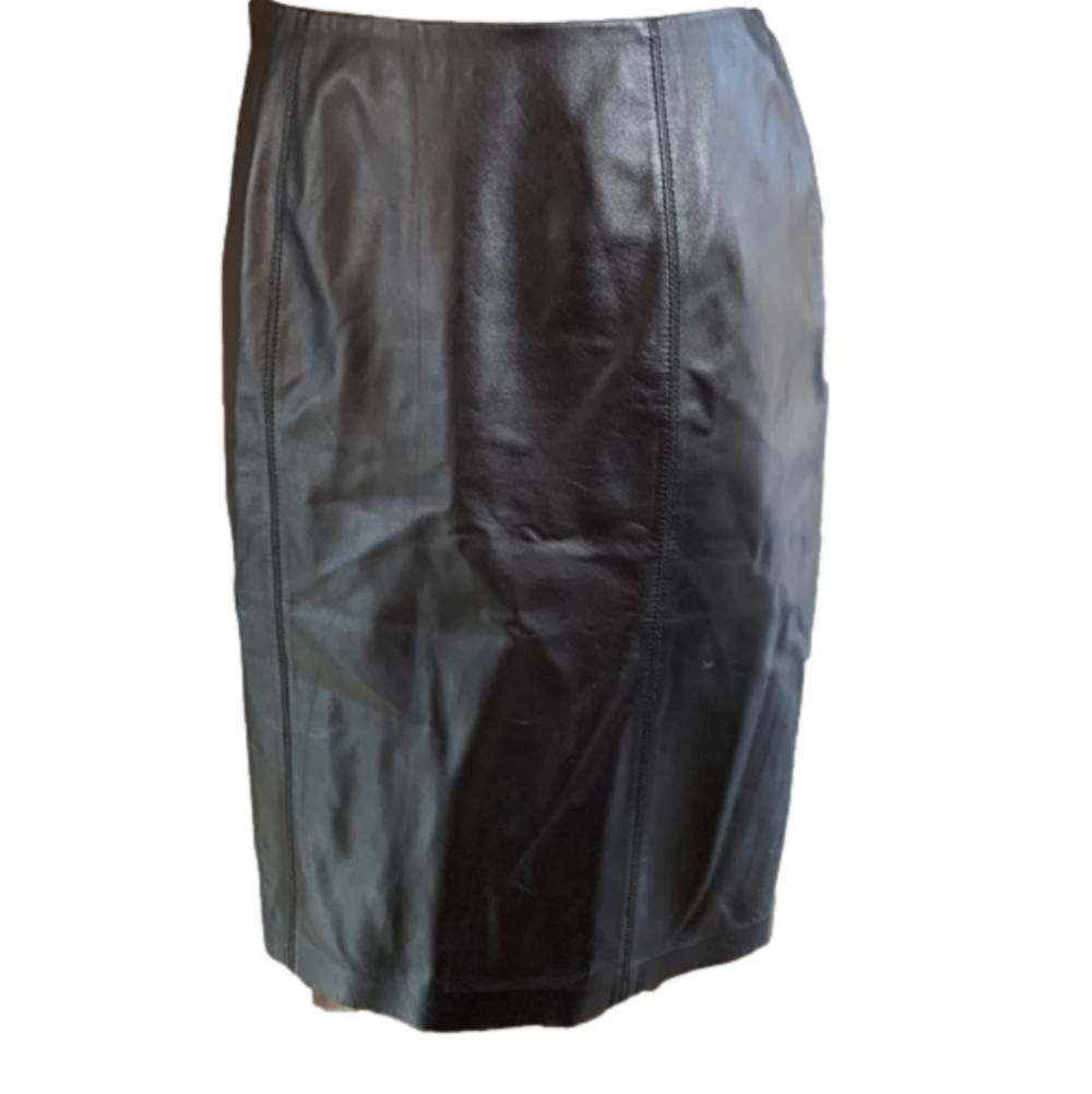 Lafayette 148 sz 4 black leather lined skirt
